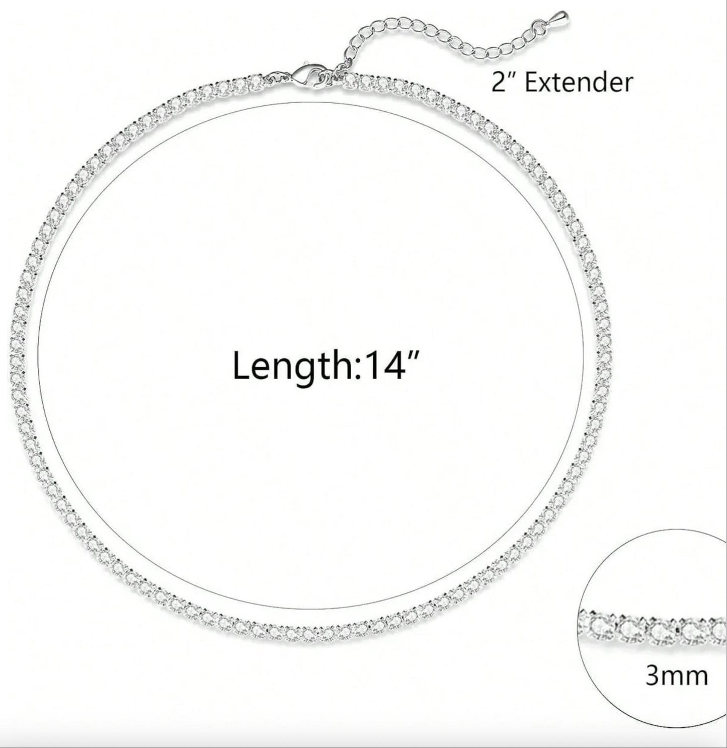 Dainty CZ Tennis Choker Necklace for Women | Iced Out Cubic Zirconia Silver Necklace