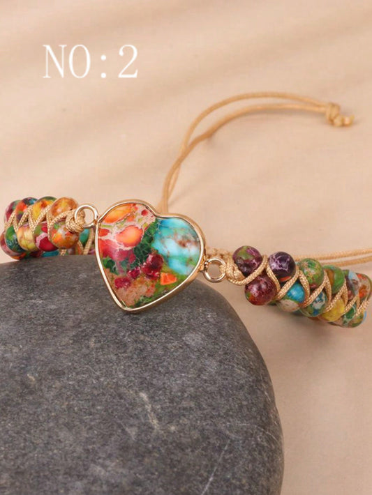 Natural Amazonite Gemstone Charm Bracelet – Waterdrop / Heart Pendant