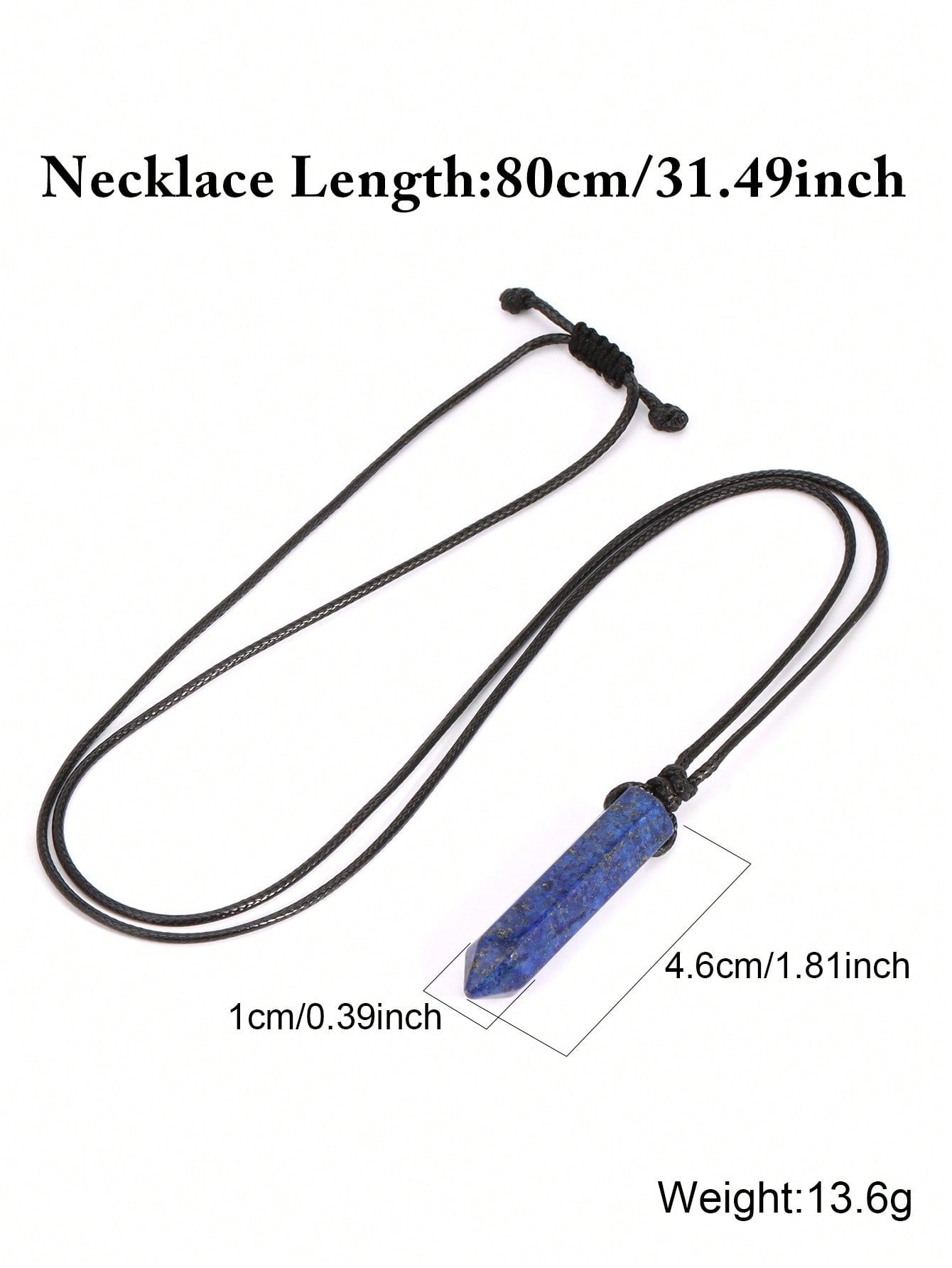 Men’s Natural Stone Crystal Pendant Necklace – Hexagonal Healing Point