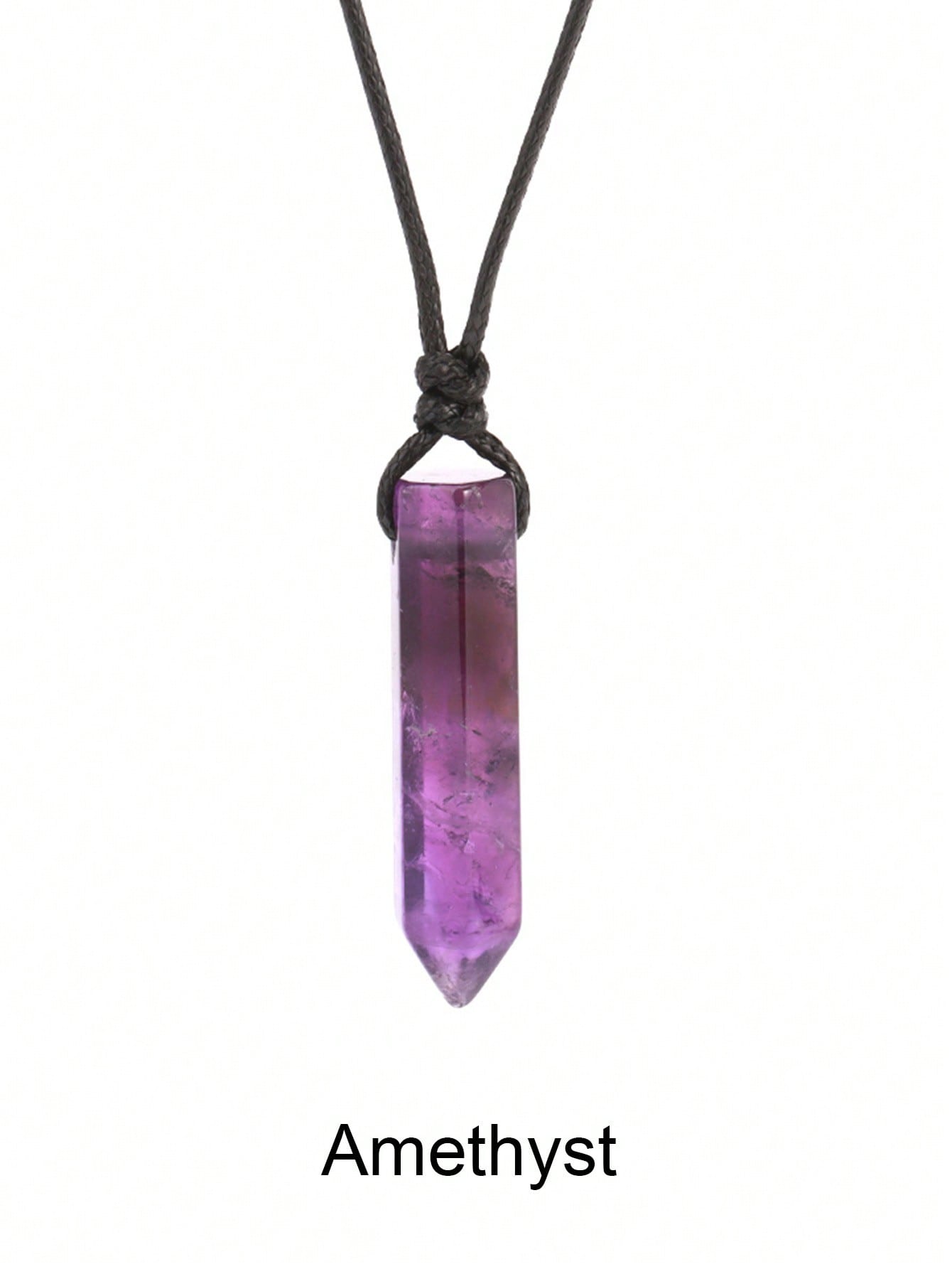 Men’s Natural Stone Crystal Pendant Necklace – Hexagonal Healing Point