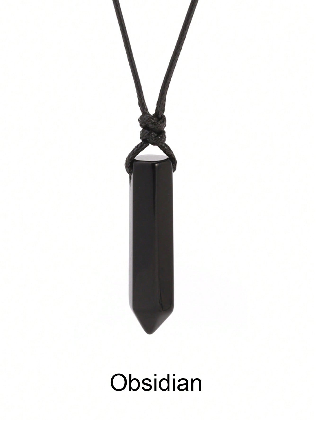 Men’s Natural Stone Crystal Pendant Necklace – Hexagonal Healing Point