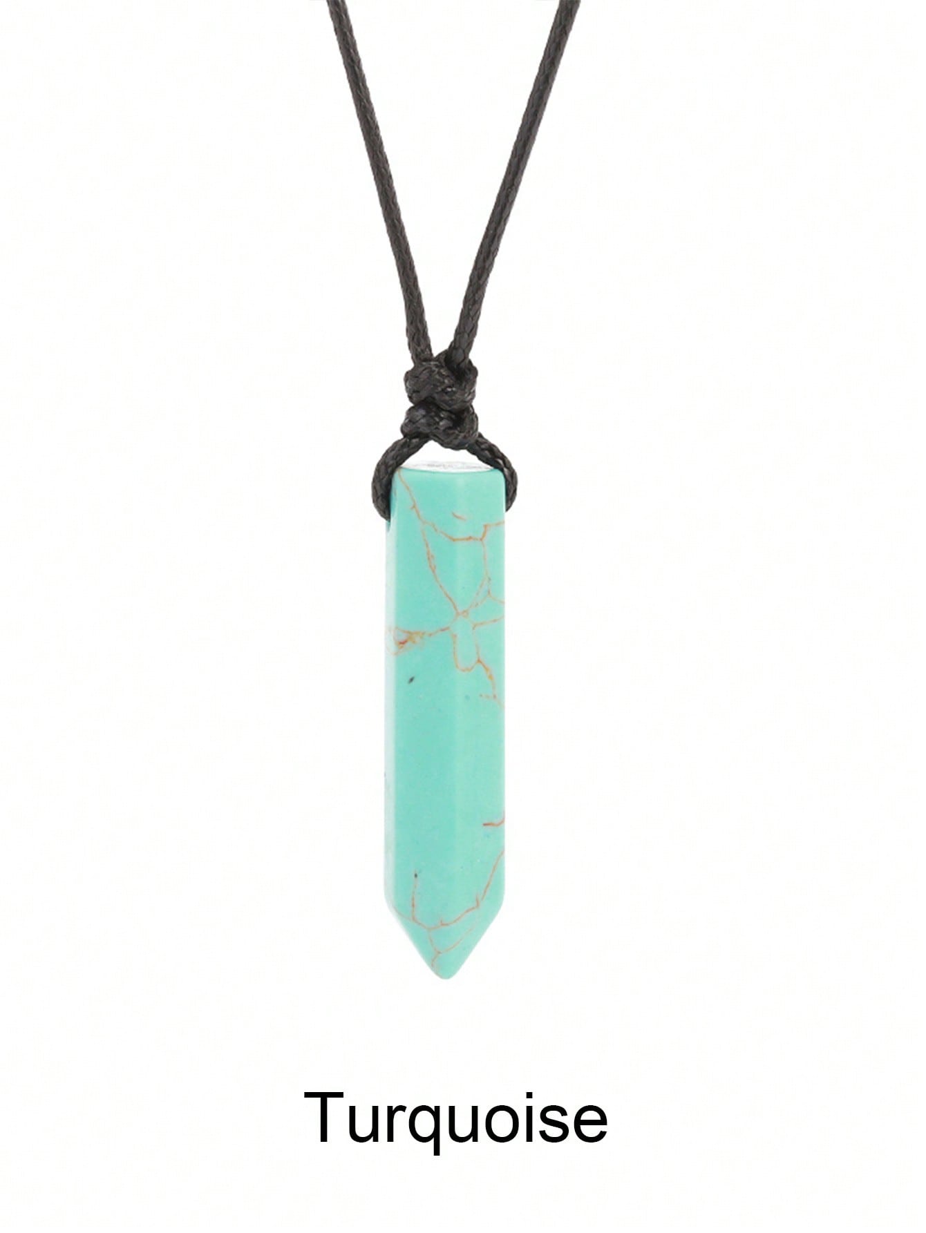 Men’s Natural Stone Crystal Pendant Necklace – Hexagonal Healing Point