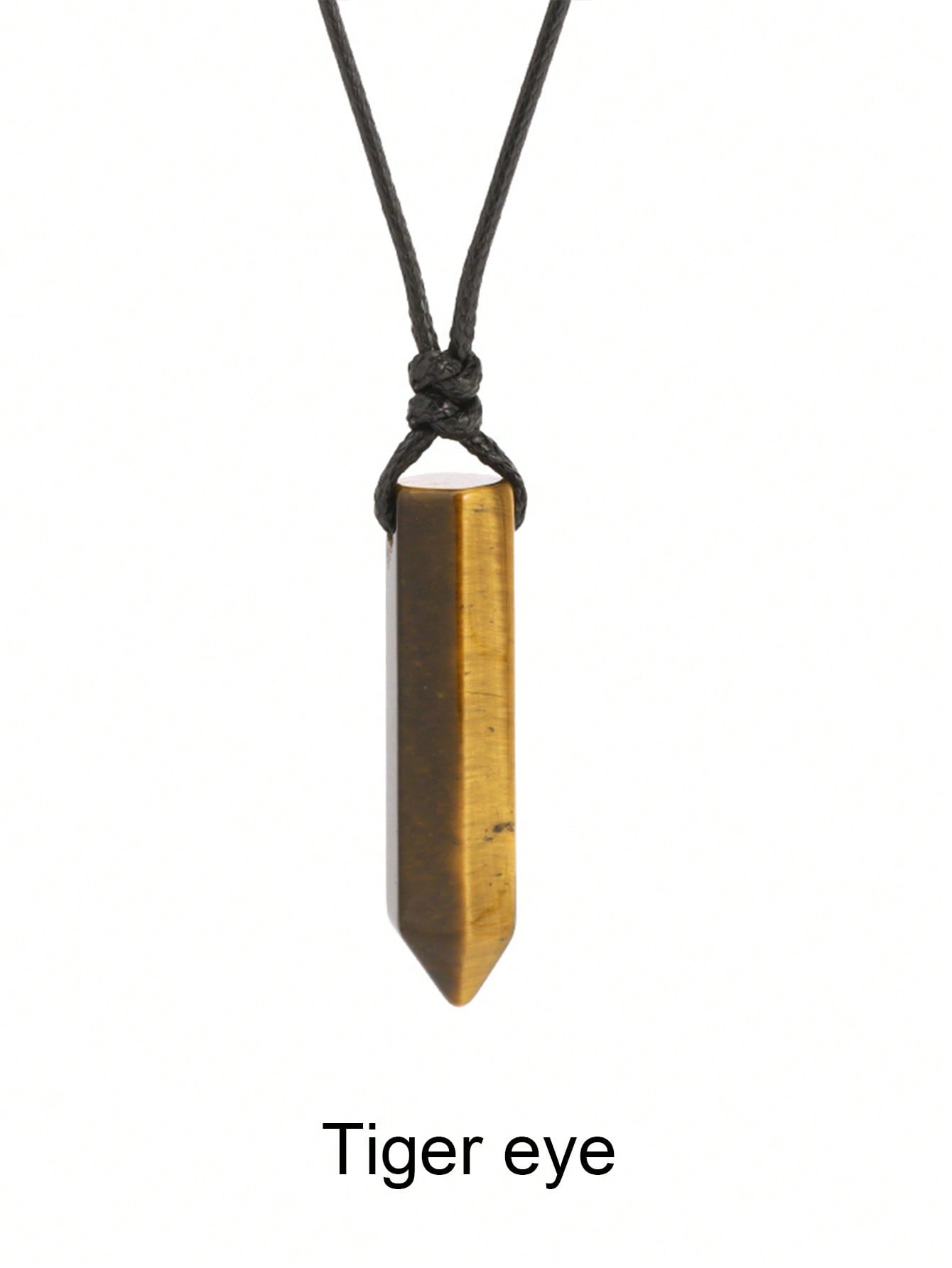 Men’s Natural Stone Crystal Pendant Necklace – Hexagonal Healing Point