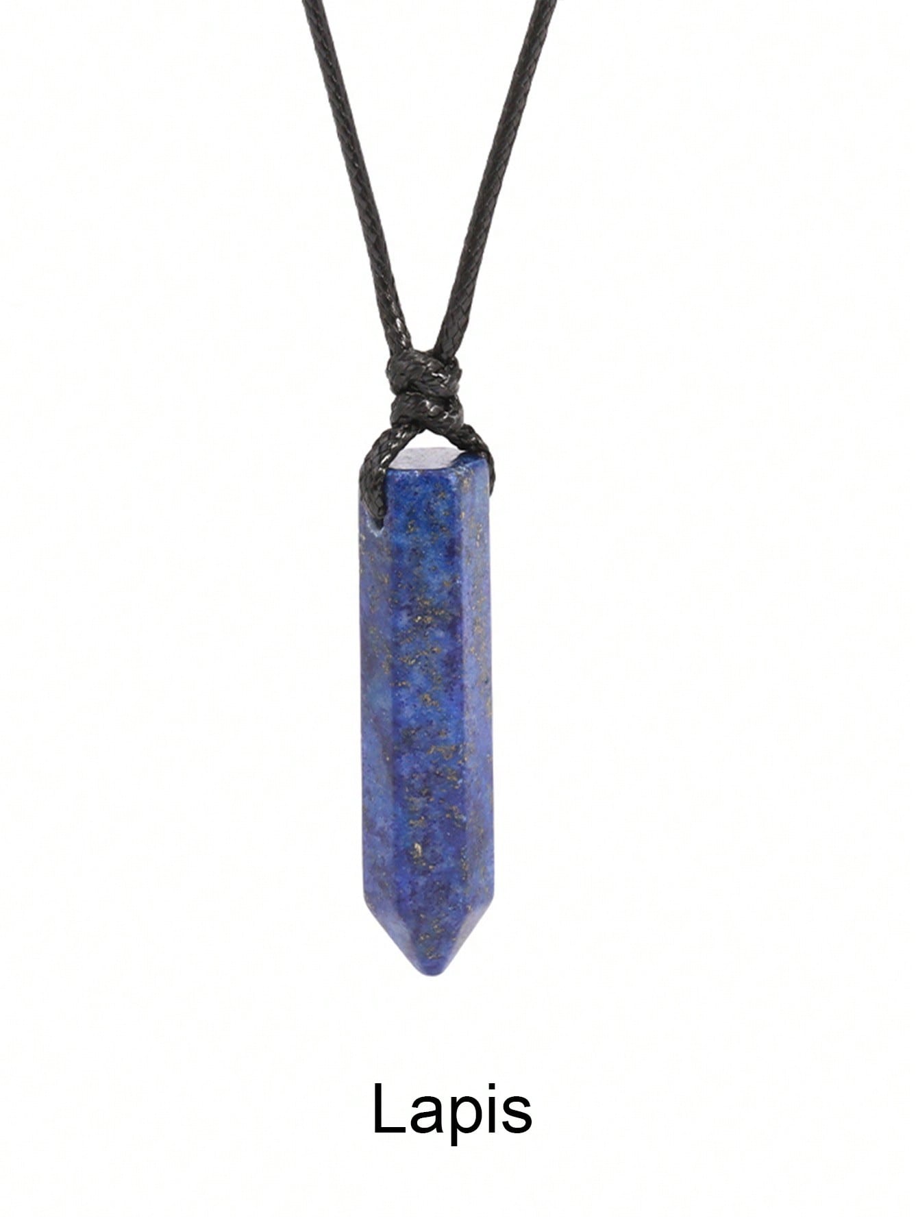 Men’s Natural Stone Crystal Pendant Necklace – Hexagonal Healing Point