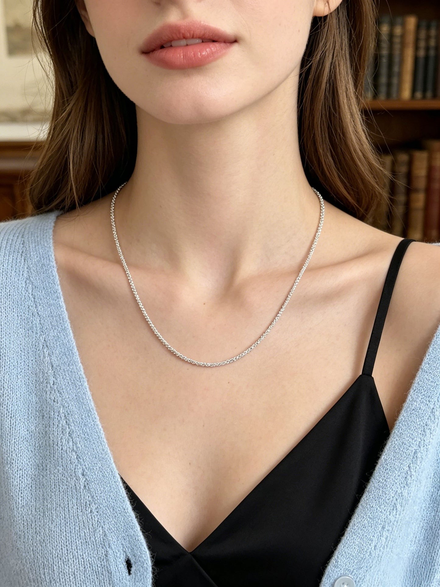 18K Gold Plated Beveled Square Bead Chain Necklace | 50cm Minimalist Geometric Layering Chain