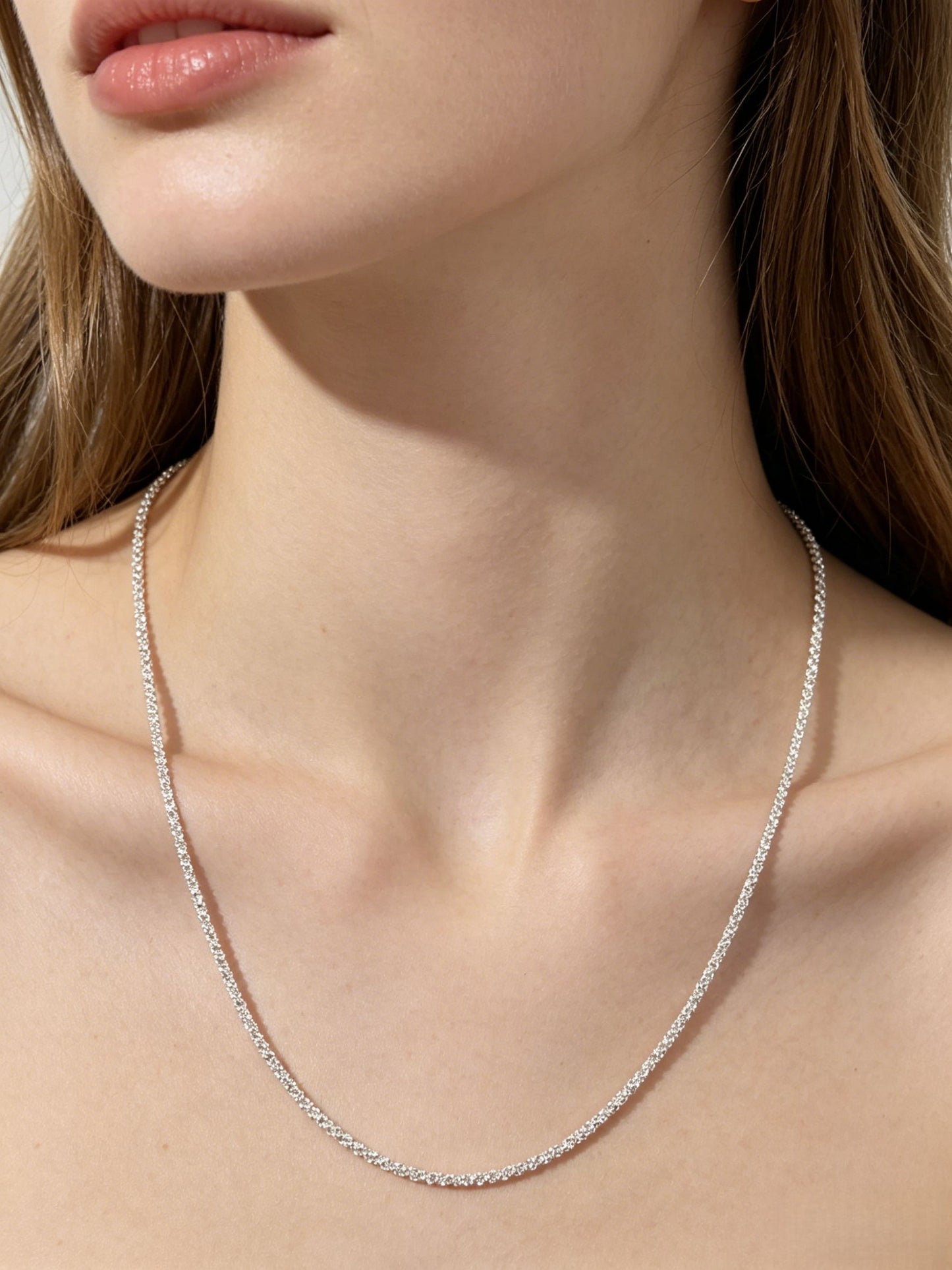 18K Gold Plated Beveled Square Bead Chain Necklace | 50cm Minimalist Geometric Layering Chain