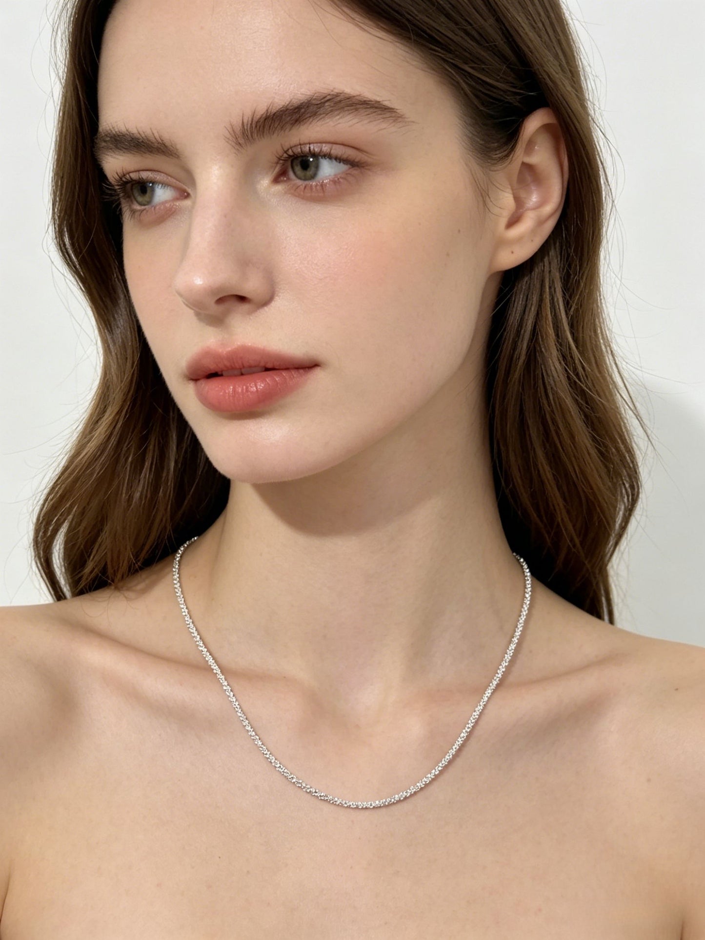 18K Gold Plated Beveled Square Bead Chain Necklace | 50cm Minimalist Geometric Layering Chain