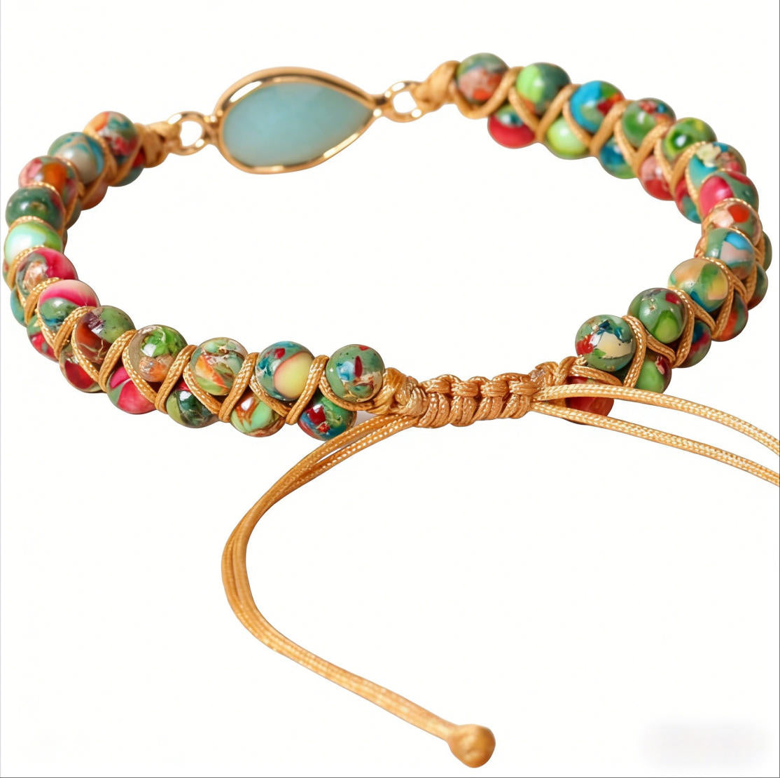 Natural Amazonite Gemstone Charm Bracelet – Waterdrop / Heart Pendant