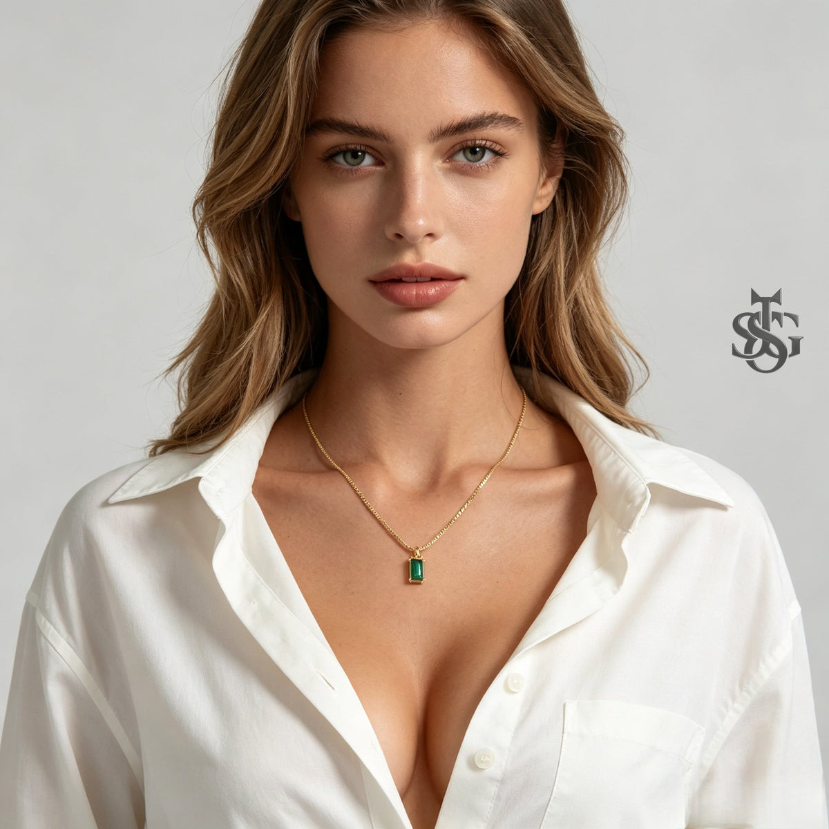 14K Gold Plated Rectangle Birthstone Necklace | Dainty Vintage Jewelry
