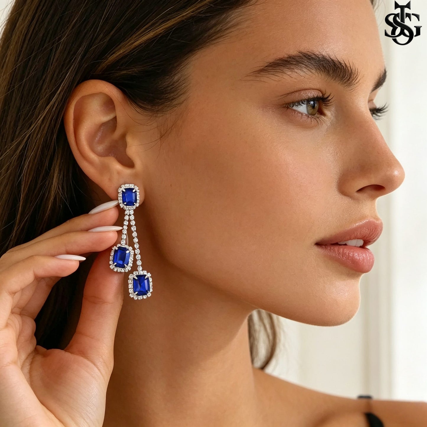 CZ Double Layer Tennis Necklace and Earring Set for Women – Cubic Zirconia Layered Choker with Drop Earrings, Fashion Jewelry Gift