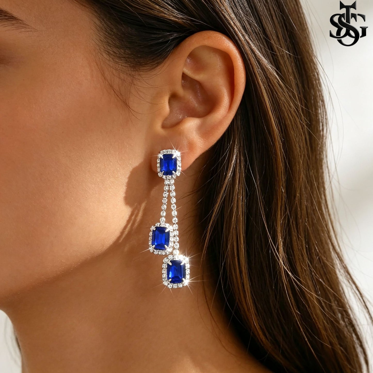 CZ Double Layer Tennis Necklace and Earring Set for Women – Cubic Zirconia Layered Choker with Drop Earrings, Fashion Jewelry Gift