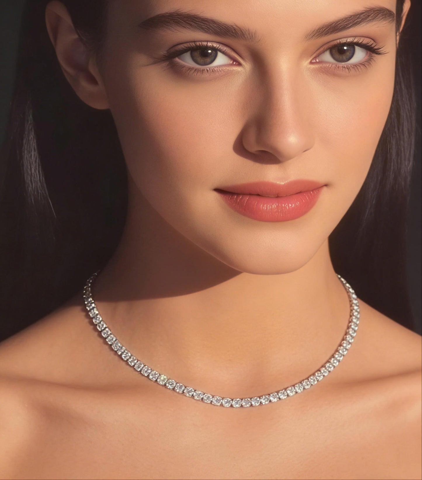 Dainty CZ Tennis Choker Necklace for Women | Iced Out Cubic Zirconia Silver Necklace