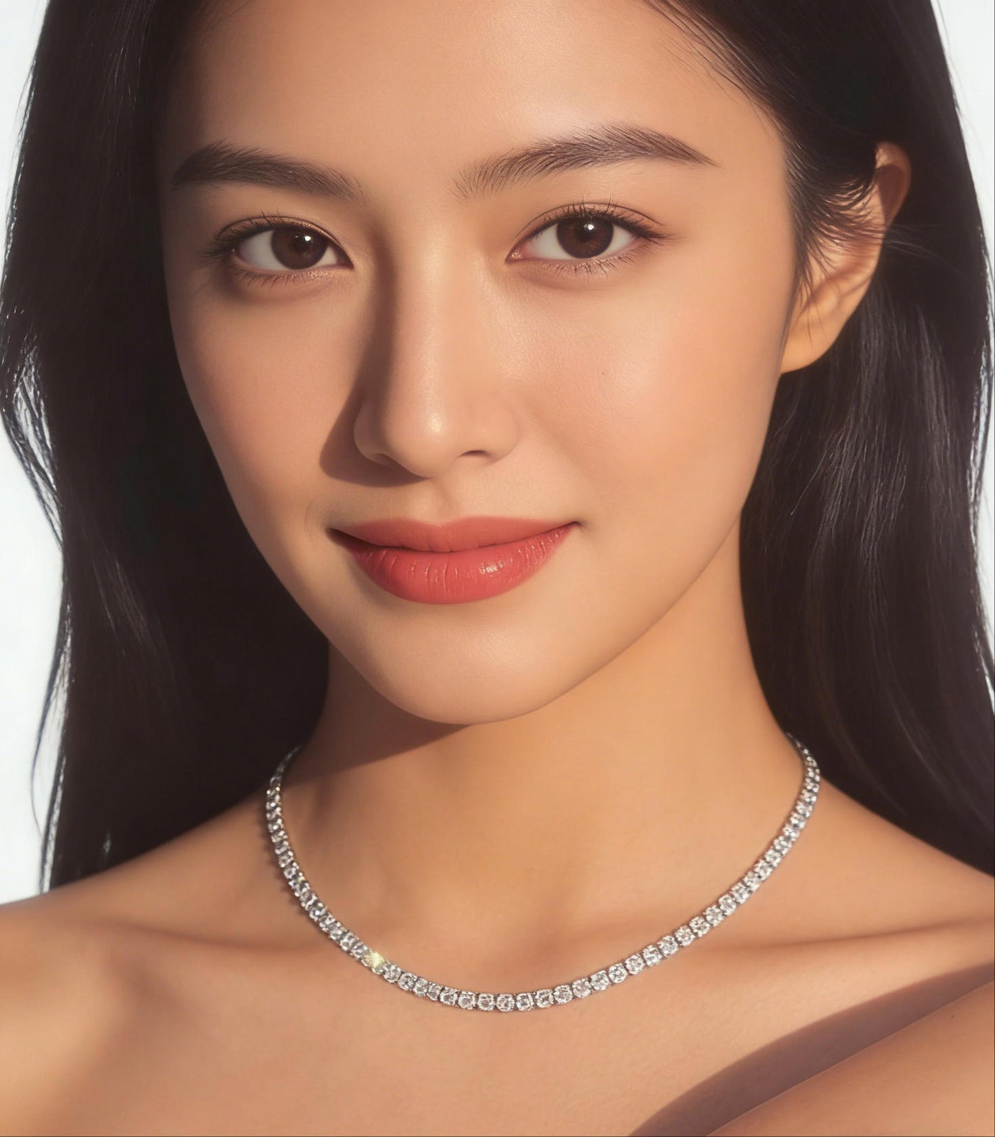 Dainty CZ Tennis Choker Necklace for Women | Iced Out Cubic Zirconia Silver Necklace