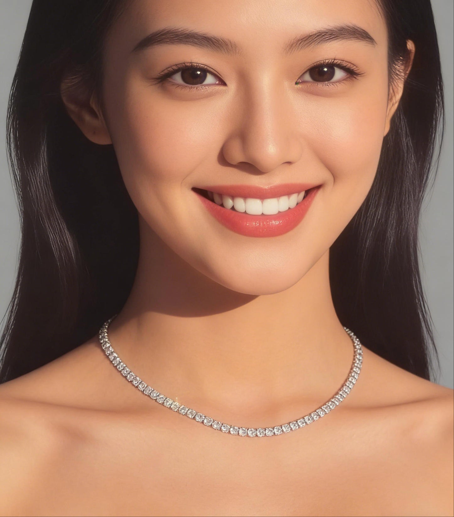 Dainty CZ Tennis Choker Necklace for Women | Iced Out Cubic Zirconia Silver Necklace