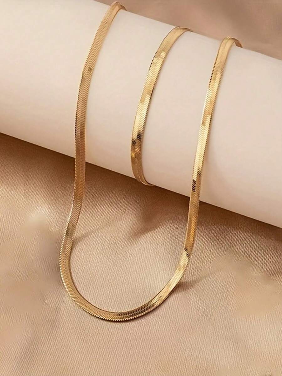 Stainless Steel Flat Snake Chain Necklace & Bracelet Set