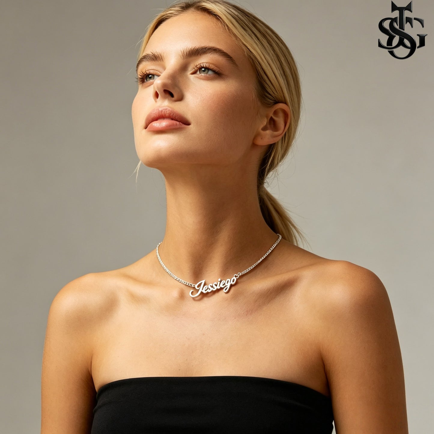 Custom Name Necklace for Women – 18K Gold Plated Personalized Script Necklace with Heart