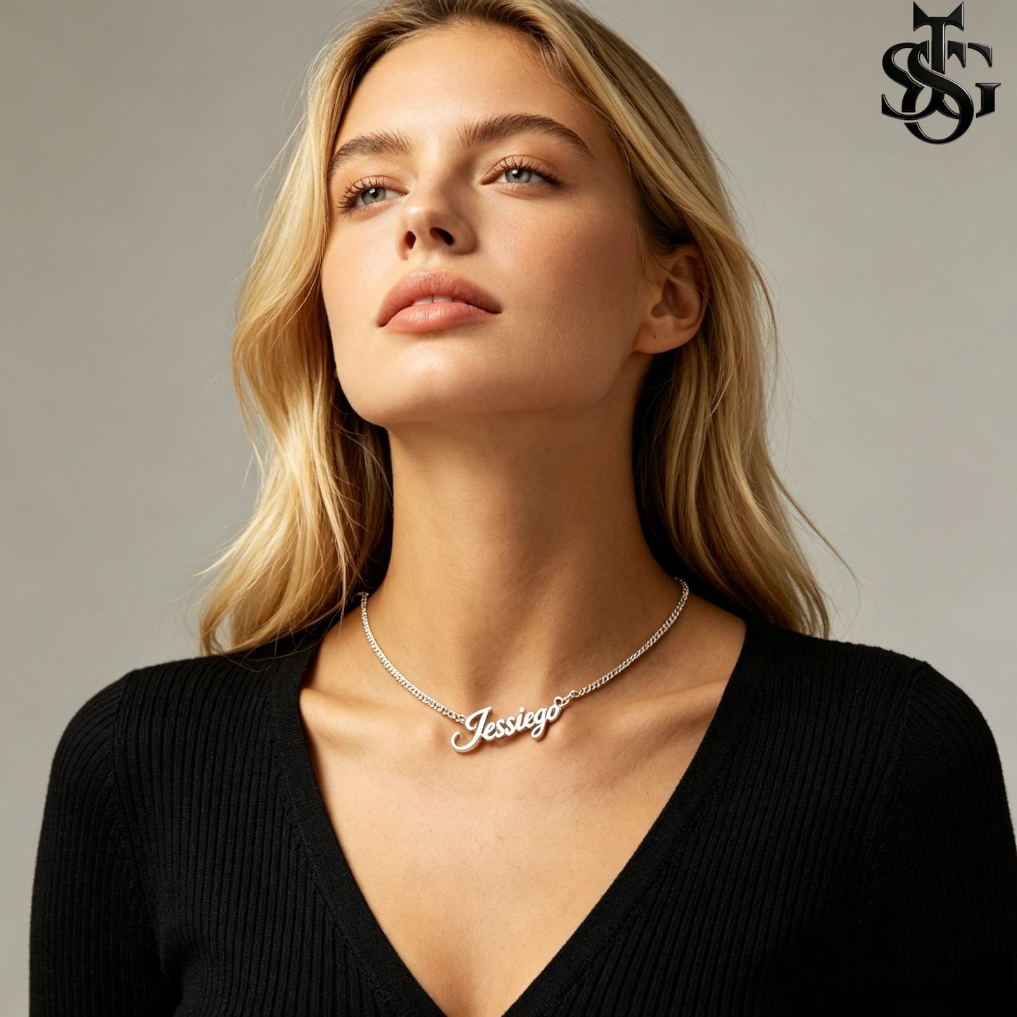 Custom Name Necklace for Women – 18K Gold Plated Personalized Script Necklace with Heart
