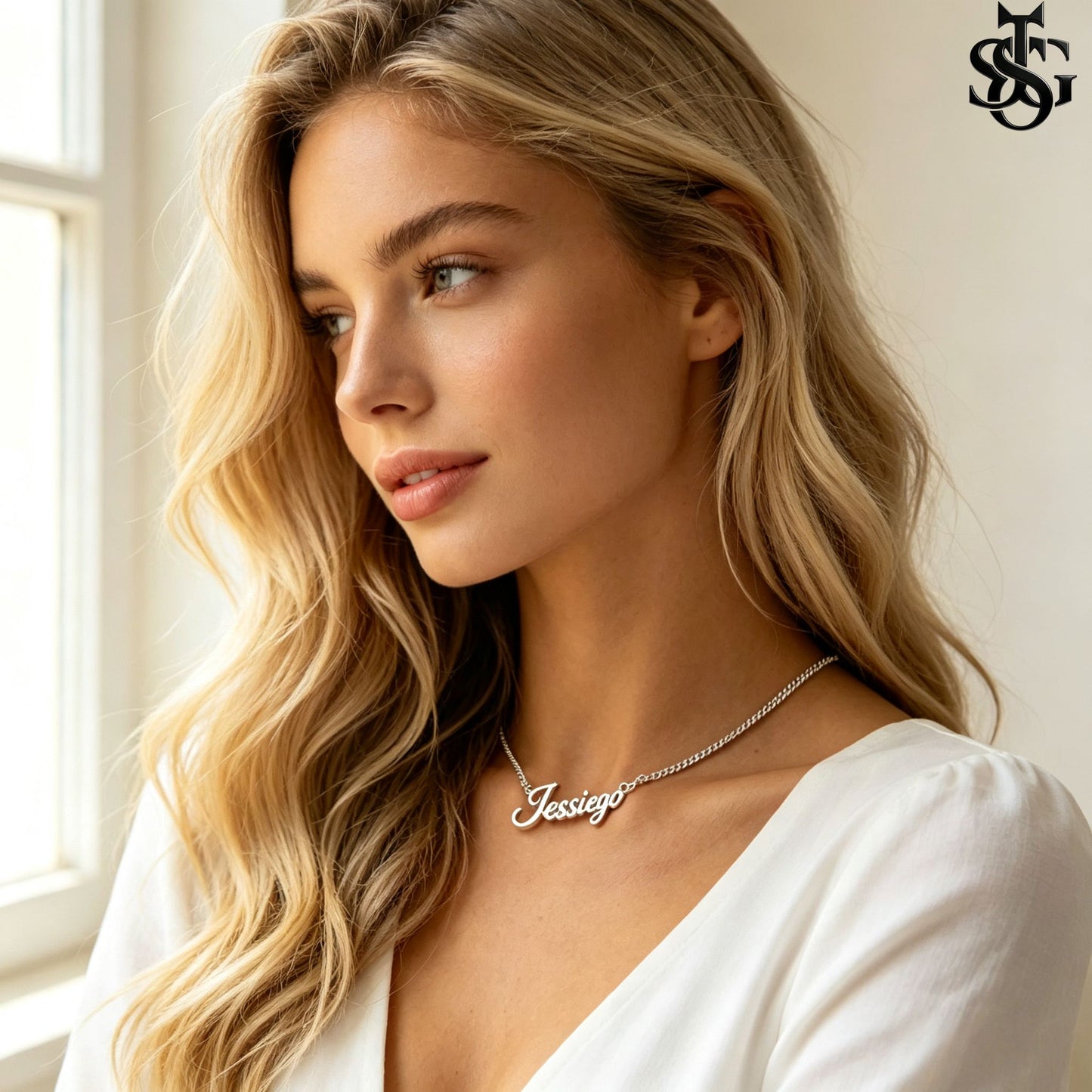 Custom Name Necklace for Women – 18K Gold Plated Personalized Script Necklace with Heart