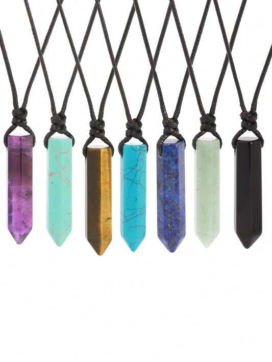 Men's Hexagonal Natural Stone Pendant Necklace
