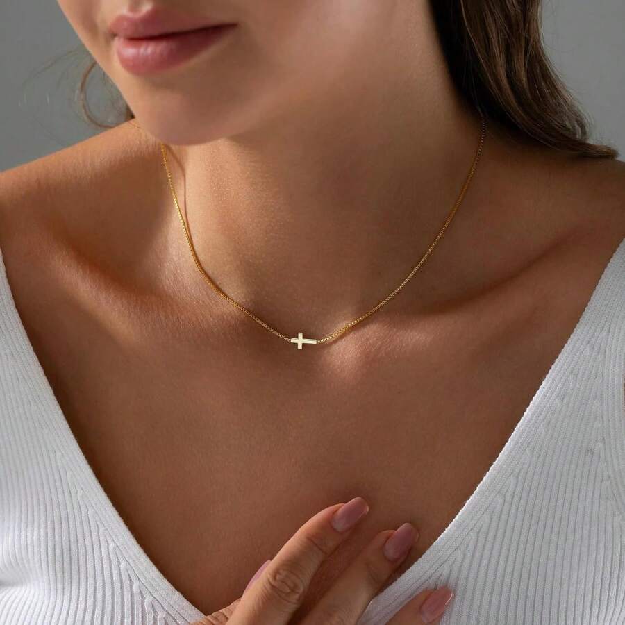 Women’s Silver Plated Cross Necklace – Minimalist Faith Jewelry