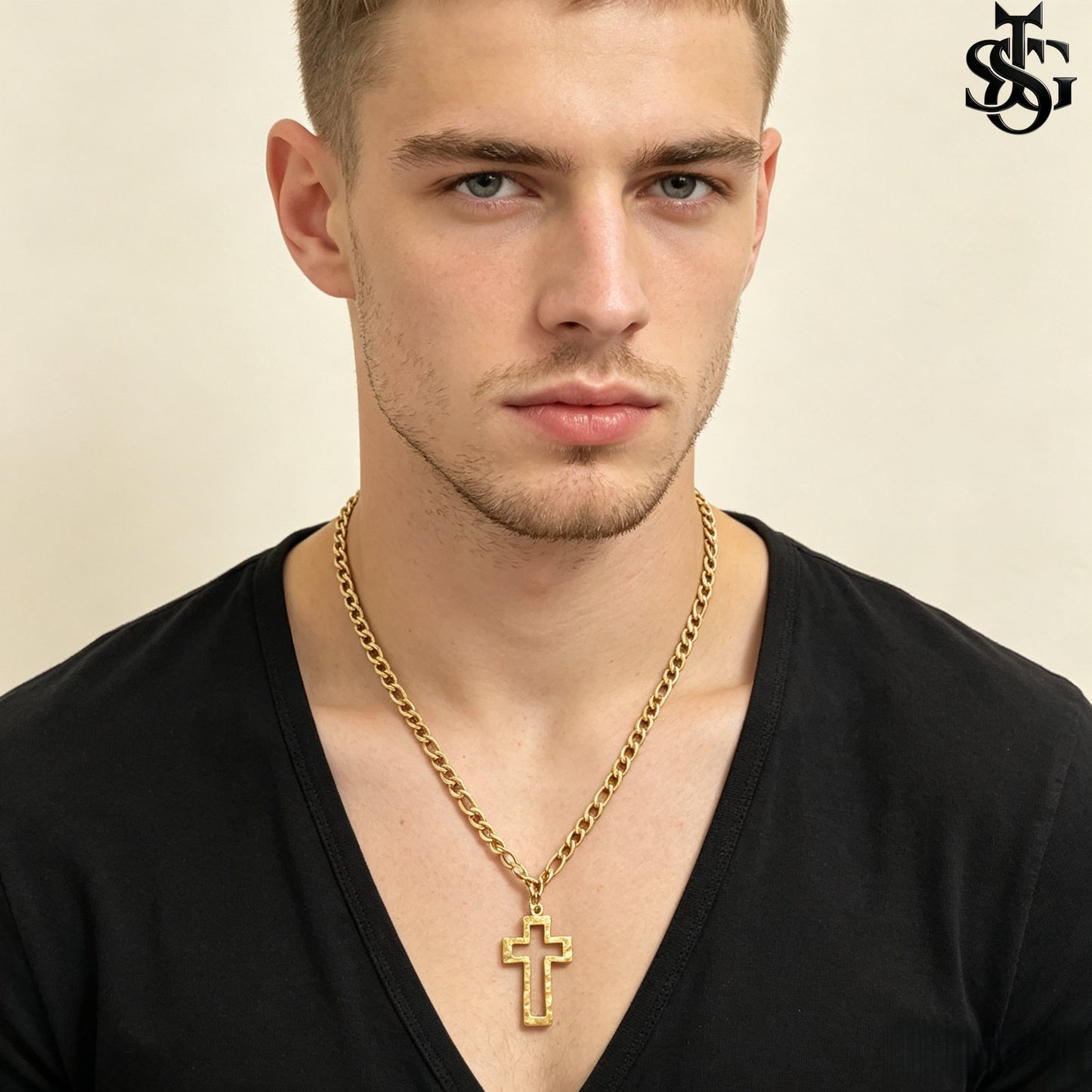 Gold Cross Pendant Necklace for Couples | Customizable Initial Letter Charm