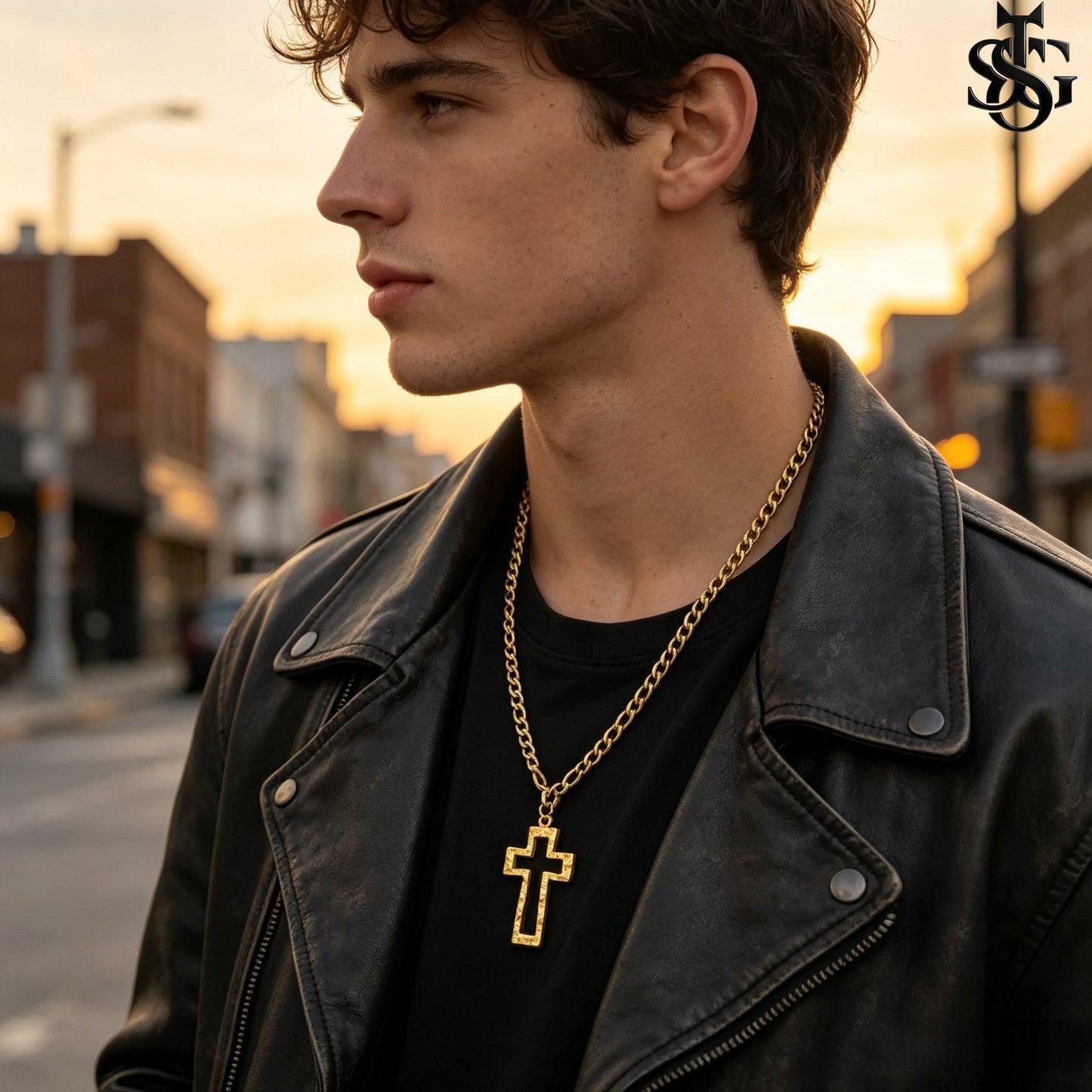 Gold Cross Pendant Necklace for Couples | Customizable Initial Letter Charm
