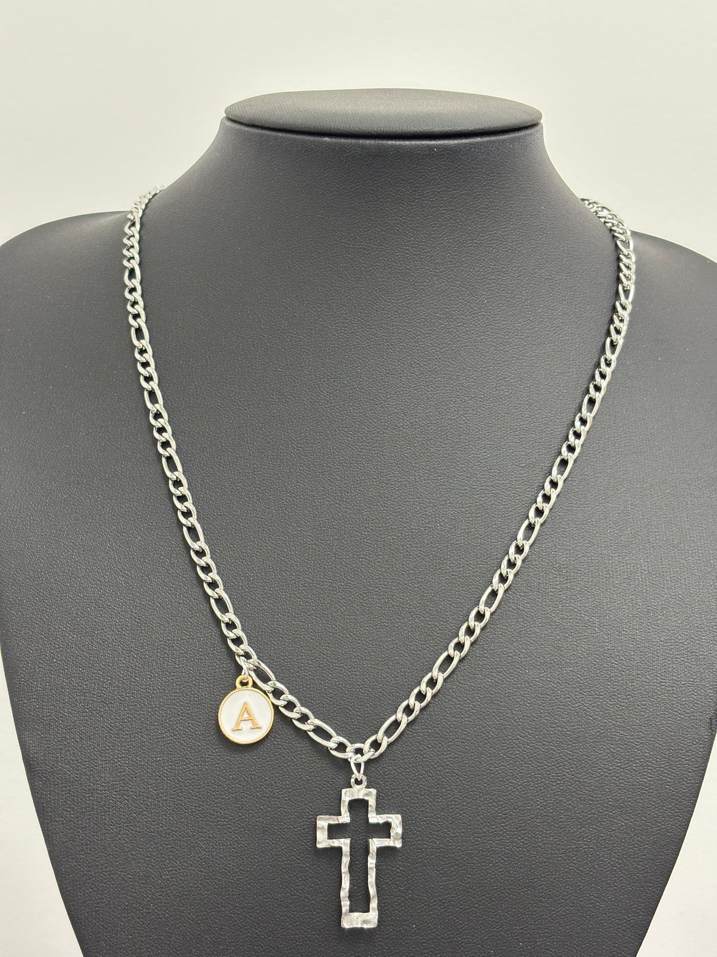 Gold Cross Pendant Necklace for Couples | Customizable Initial Letter Charm