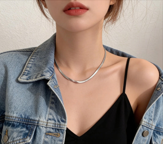 Waterproof Flat Snake Chain Necklace – Stainless Steel