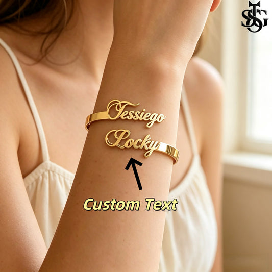 Personalized Name Bangle Bracelet – Custom Cuff Bracelet