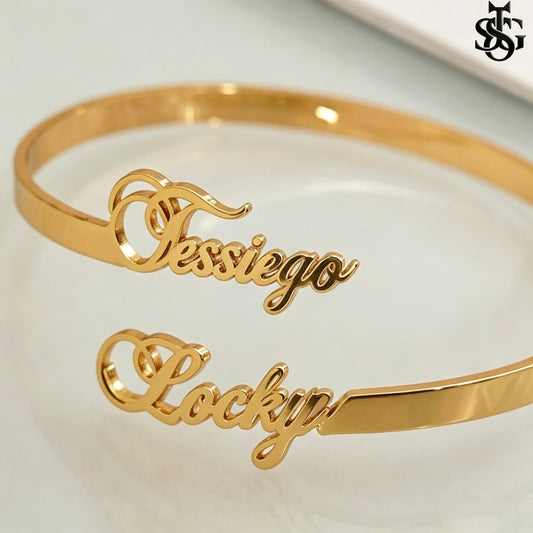 Personalized Name Bangle Bracelet – Custom Cuff Bracelet