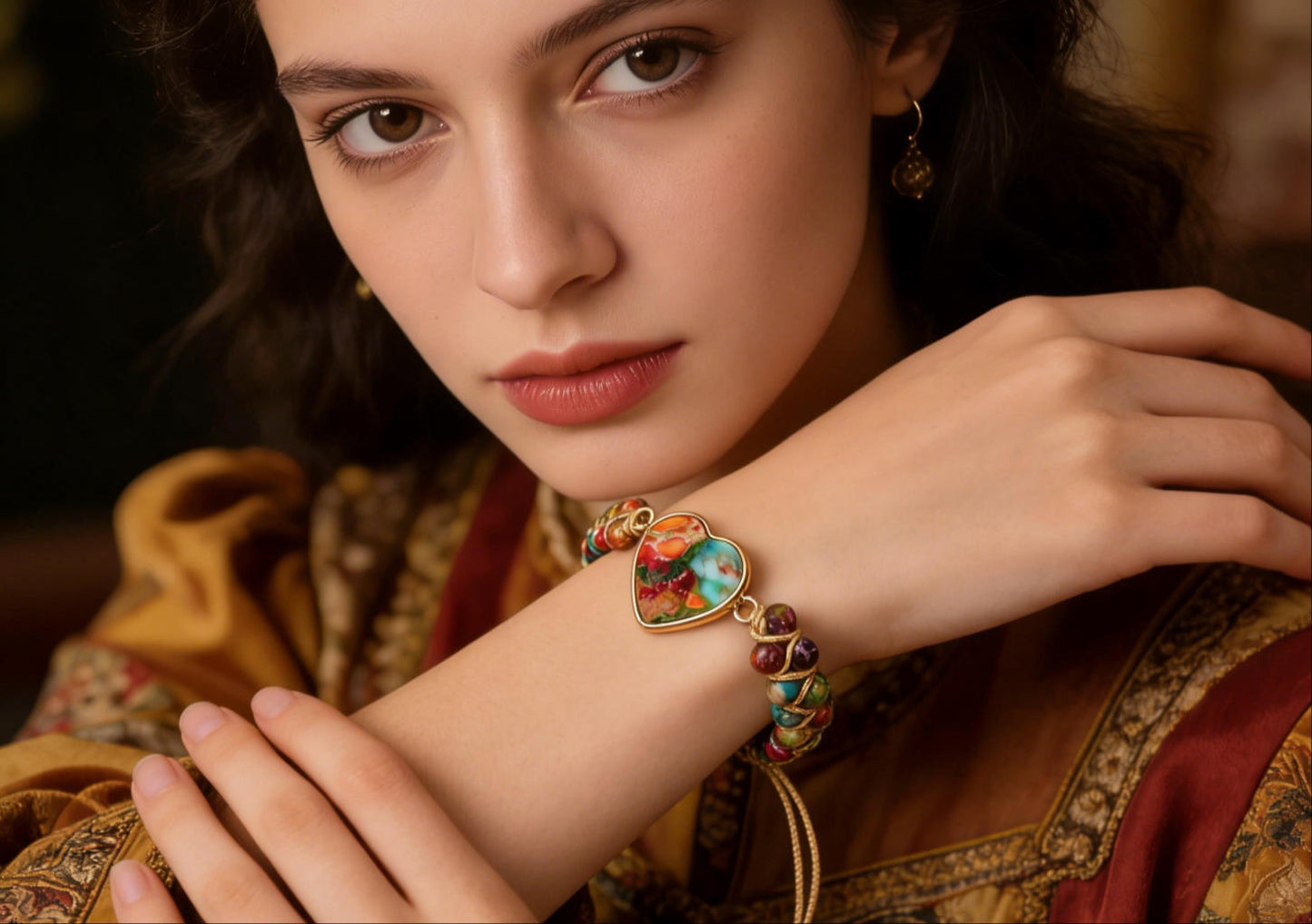 Natural Amazonite Gemstone Charm Bracelet – Waterdrop / Heart Pendant