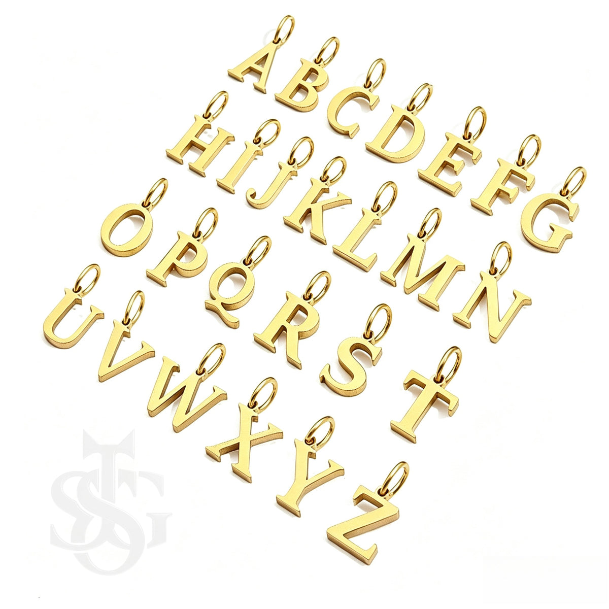 18K Gold Plated Layered Herringbone & Initial Letter Pendant Necklace Set