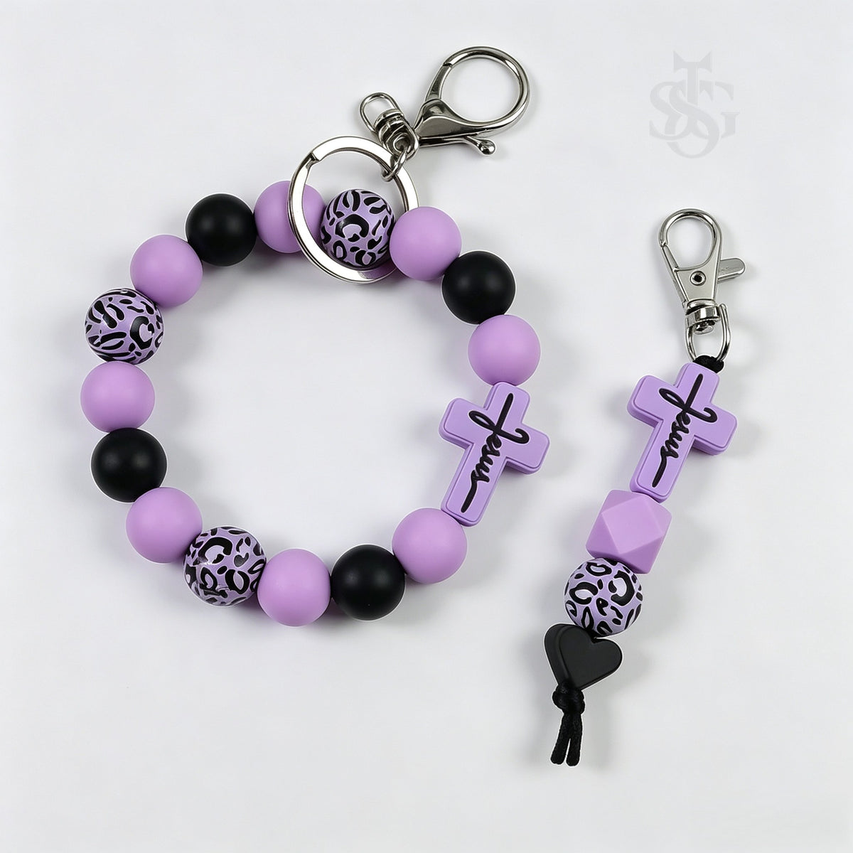 Jesus Cross Silicone Bead Keychain Set | Christian Faith Keychain Gift