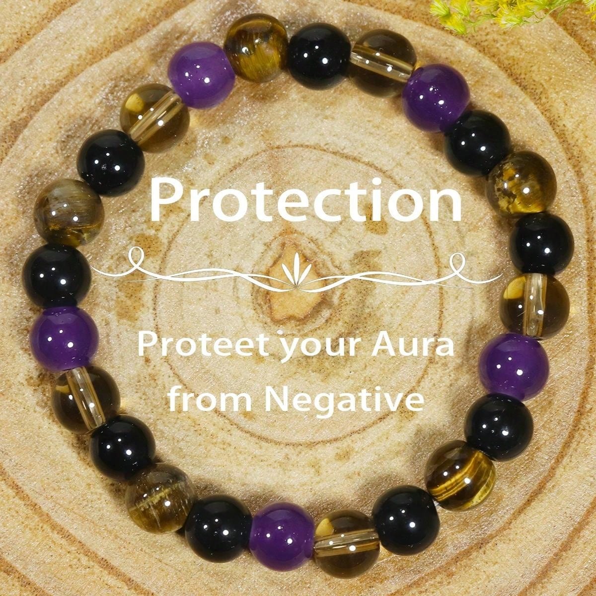 Tigereye & Amethyst Bead Stretch Bracelet