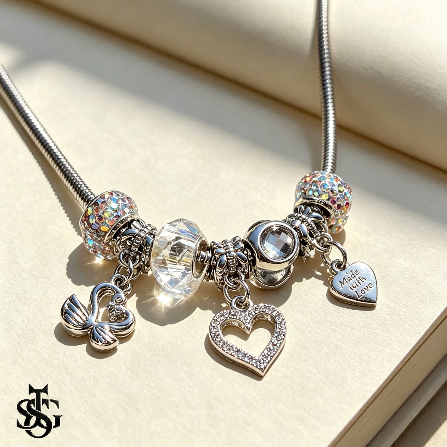 Silver Swan Heart Charm Necklace & Bracelet for Women | Y2K Cute Jewelry Set, Gift for Girlfriend, Party & Everyday